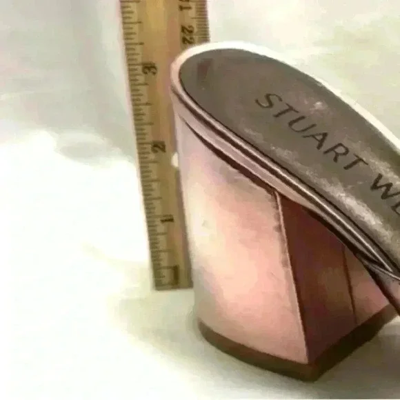 Stuart Weitzman TIA 85 slide pyrite multi color leather US 6 Shelf pull - Picture 7 of 10